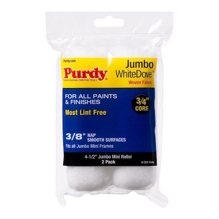 Purdy Purdy White Dove Woven Fabric 4.5 in. W X 3/8 in. Jumbo Mini Paint Roller Cover 2 pk 14G624012